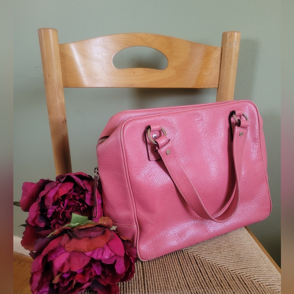 Kate Spade pink leather bowler bag